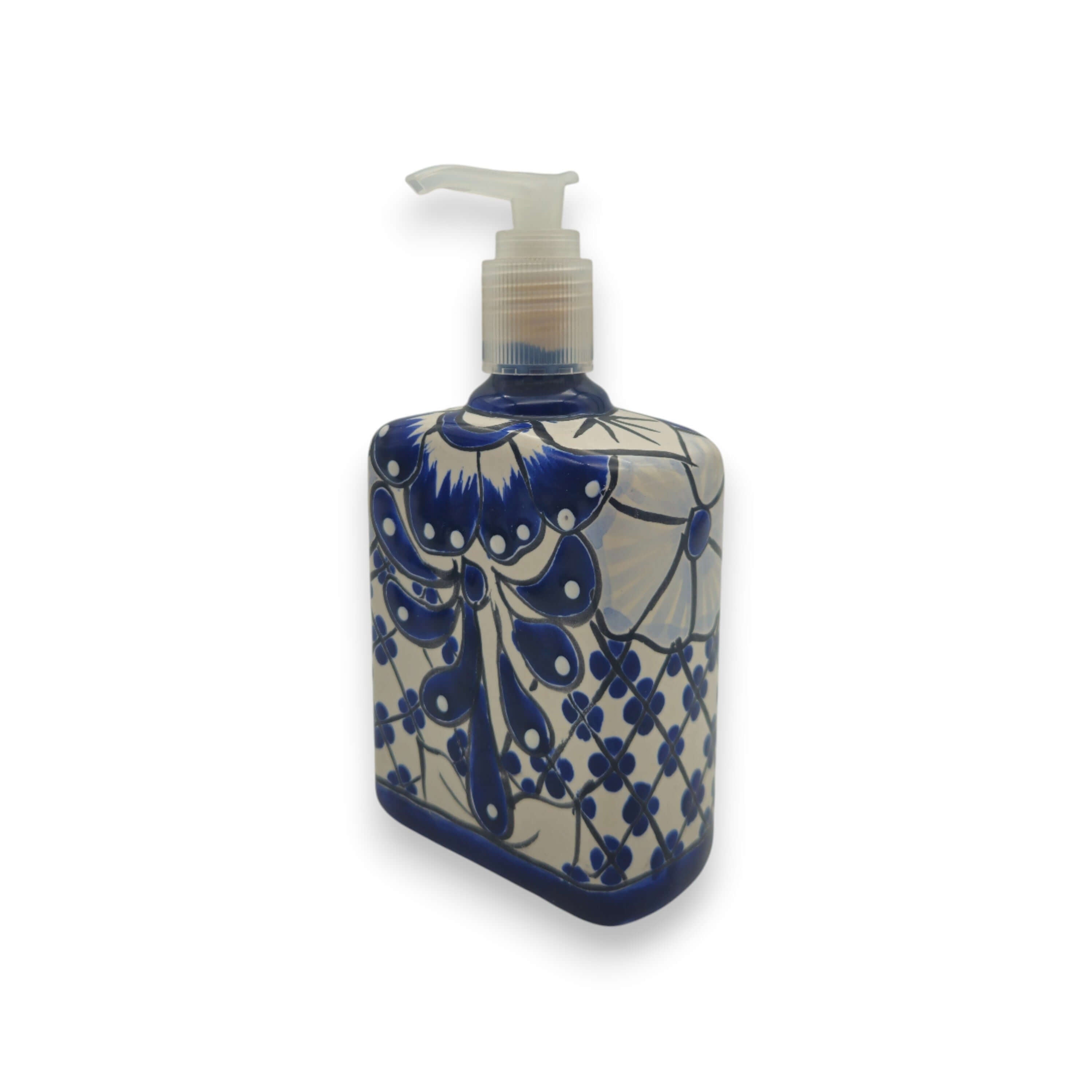 Hand-Painted Blue Talavera Soap Dispenser | Floral Ceramic Decor The Talavera Hub