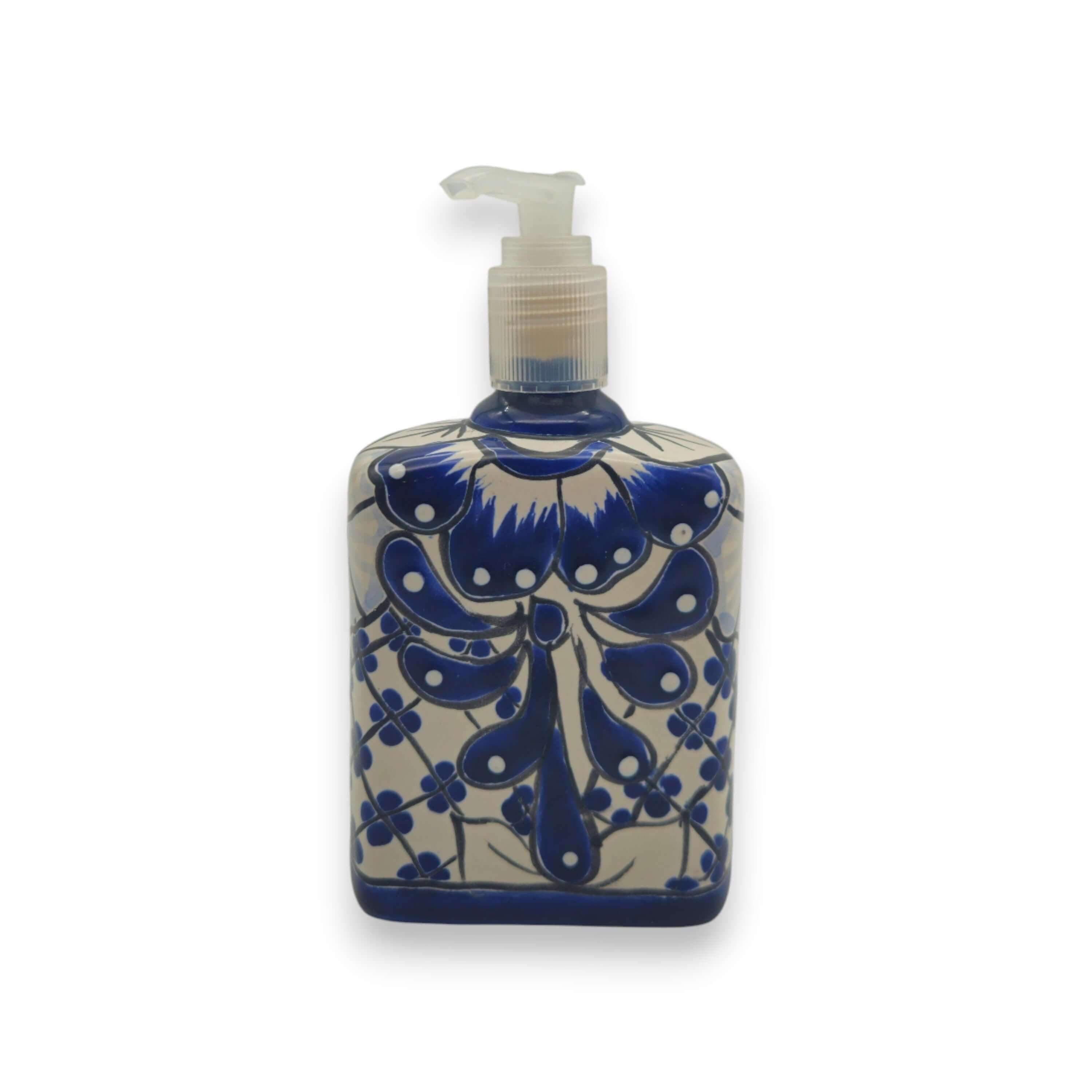 Hand-Painted Blue Talavera Soap Dispenser | Floral Ceramic Decor The Talavera Hub