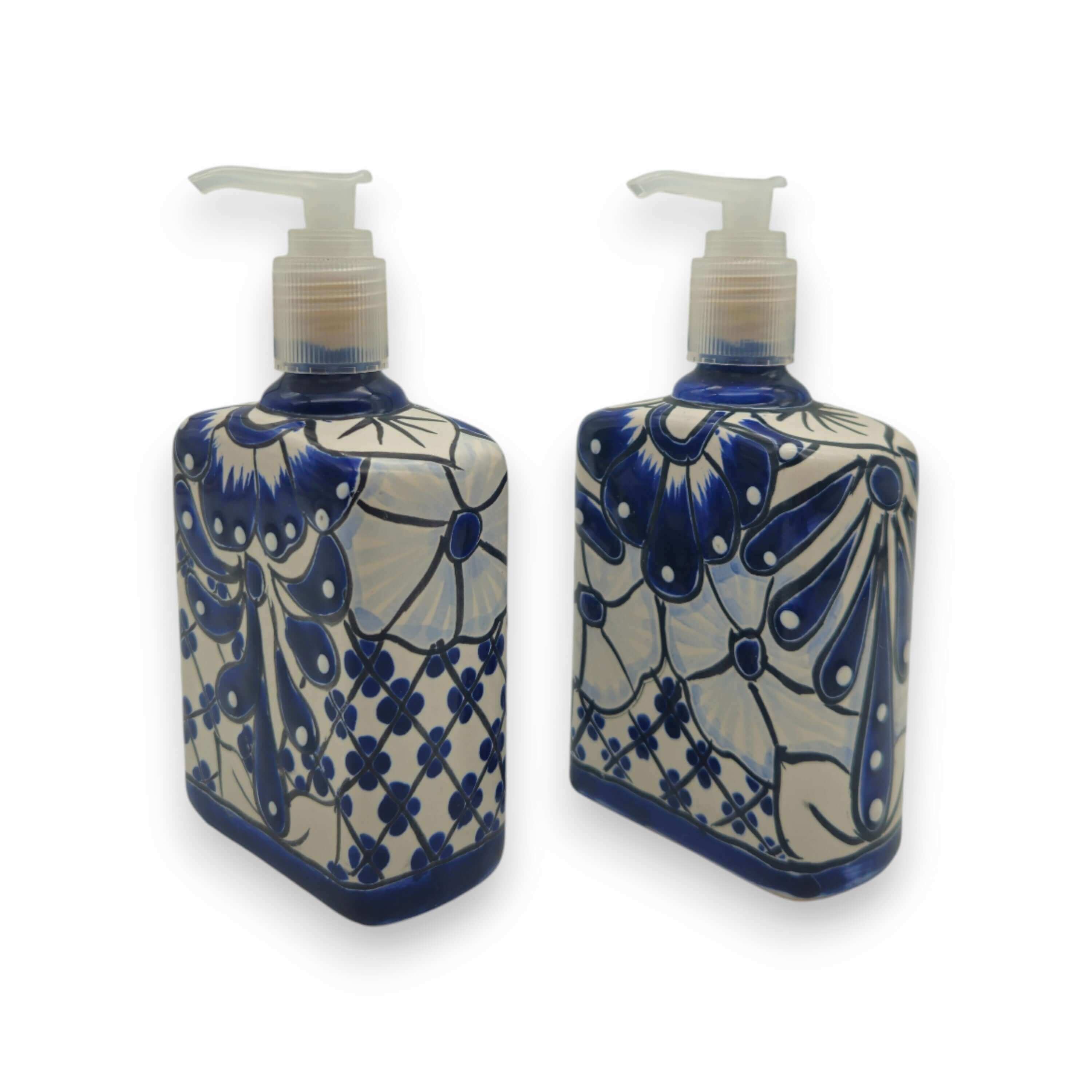 Hand-Painted Blue Talavera Soap Dispenser | Floral Ceramic Decor The Talavera Hub