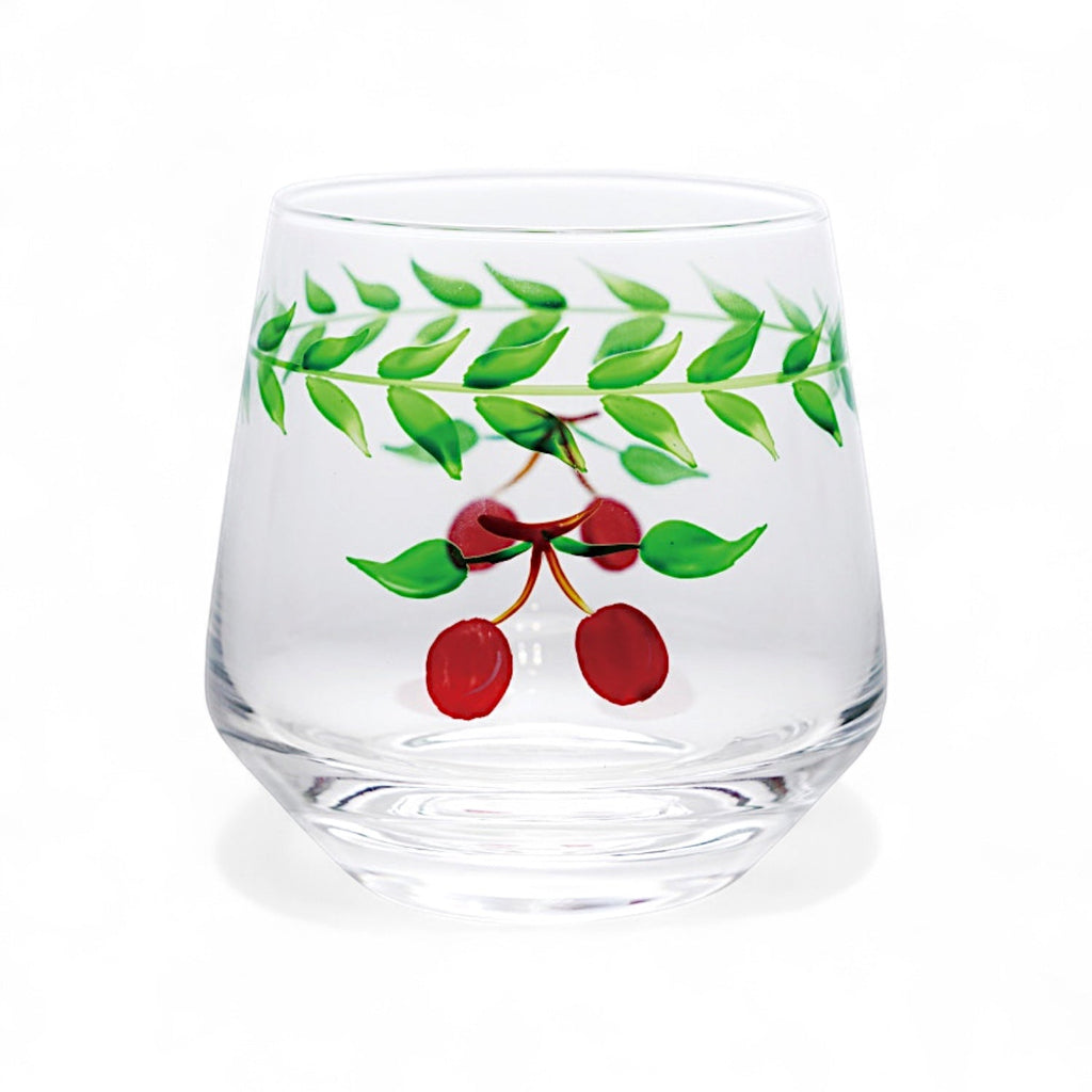 Hand-Painted Cherry Drinking Glass Rust & Cinder