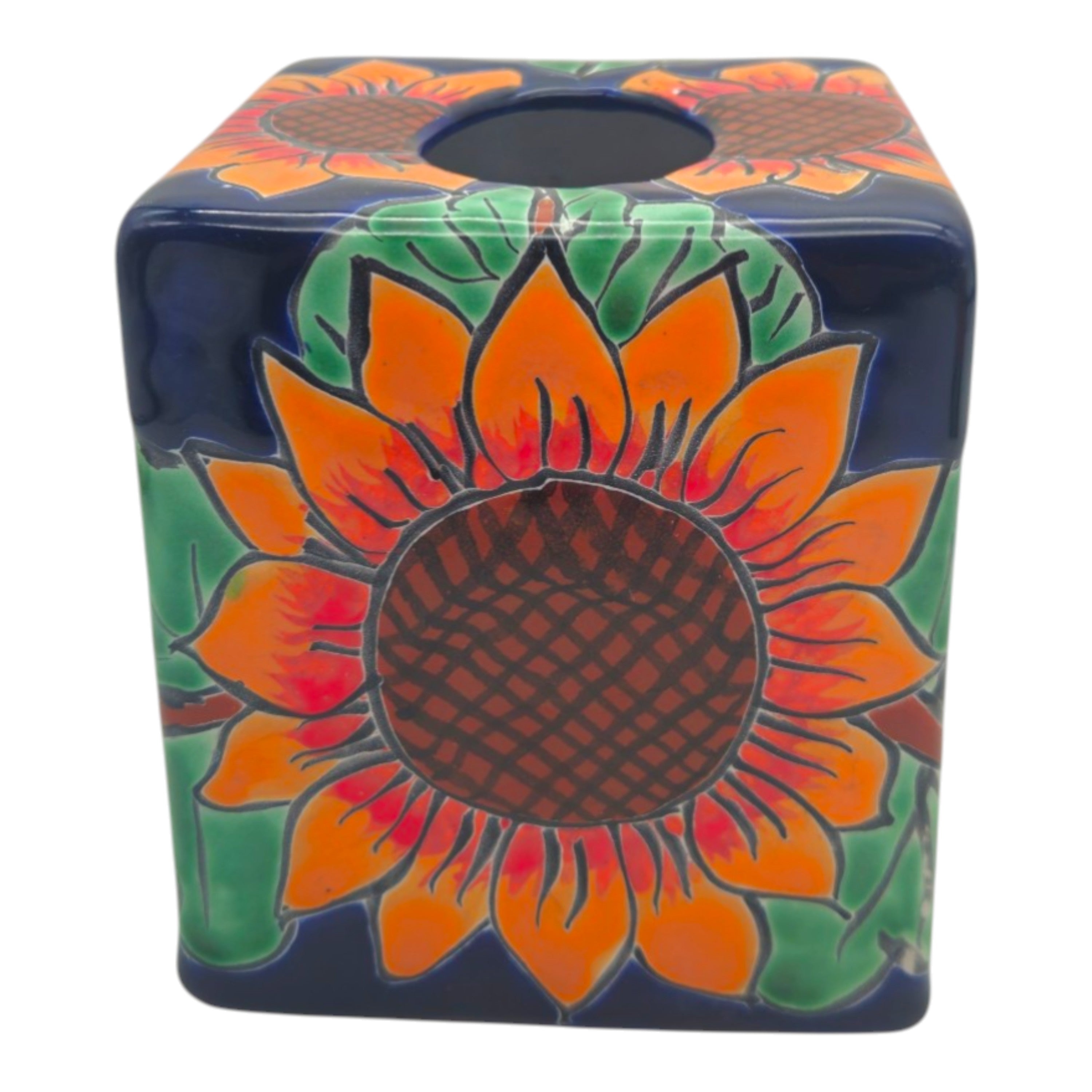 Talavera Sunflower Tissue Box | Hand-Painted Ceramic Decor The Talavera Hub