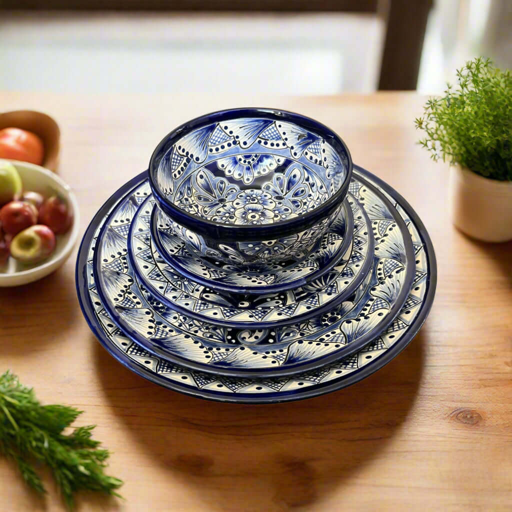 5-Piece Talavera Dinnerware Set | Blue & White Tableware for 1 The Talavera Hub