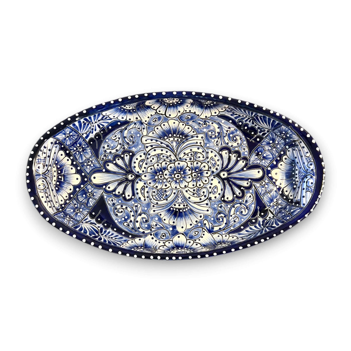 Talavera Oval Serving Platter | Blue & White Mexican Kitchenware The Talavera Hub