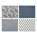 Handmade Blue Paisley Print Recycled Wrapping Paper Sheets Rust & Cinder
