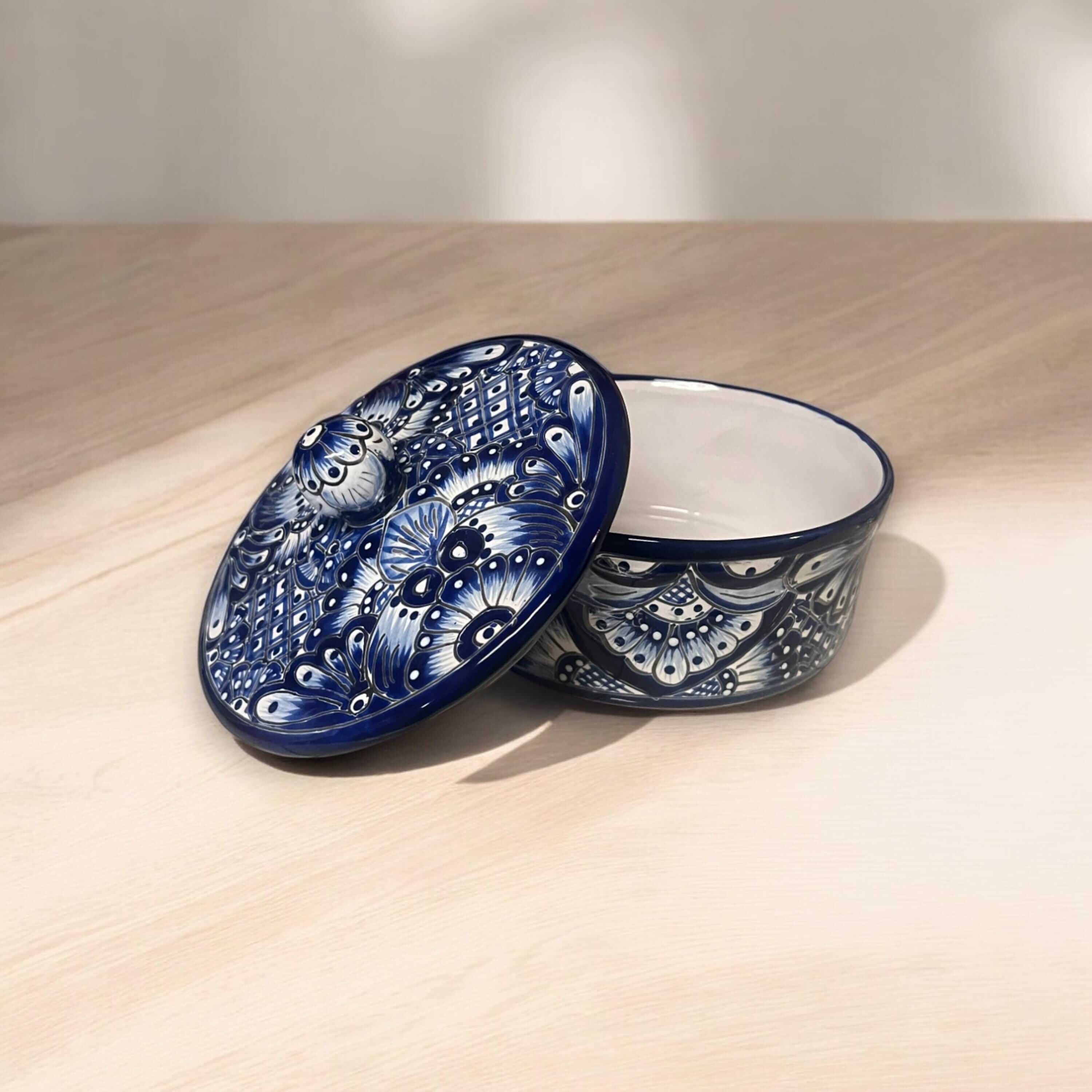 Blue & White Talavera Tortilla Warmer | Handmade Mexican Kitchenware The Talavera Hub