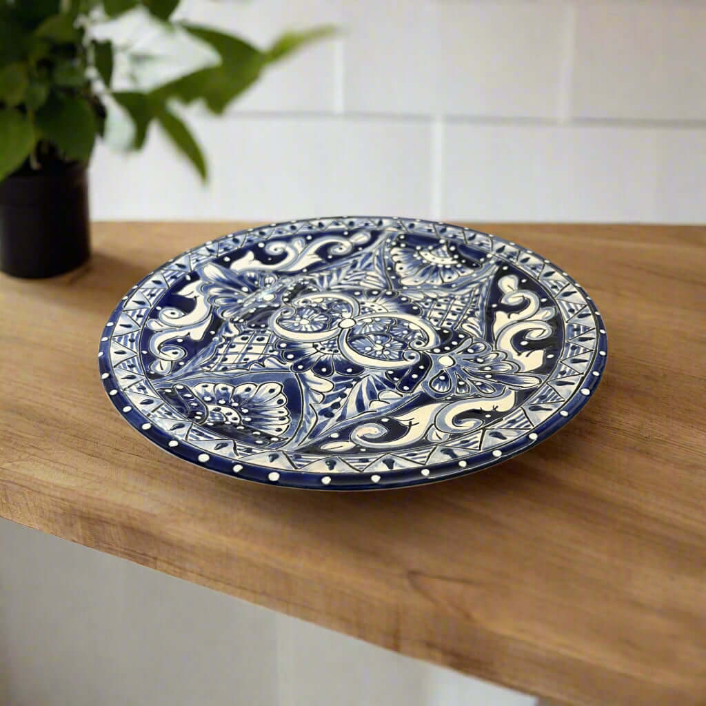 10" Talavera Blue & White Dinner Plate | Mexican Dinnerware The Talavera Hub