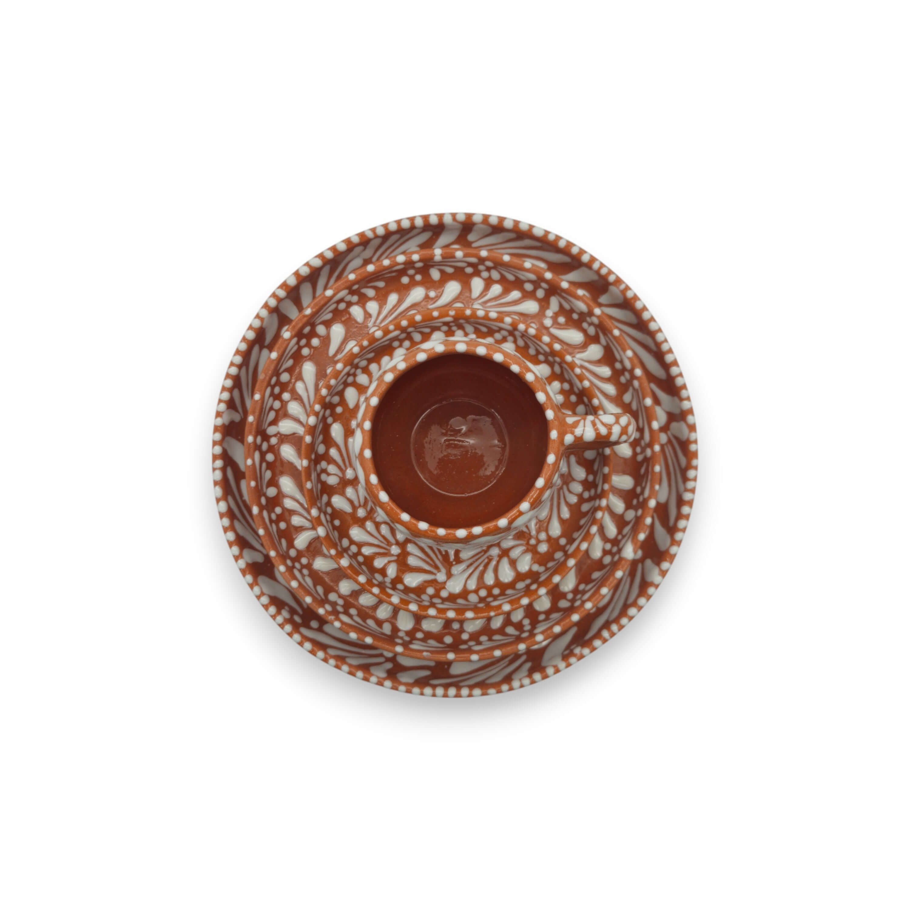 Handmade Talavera Dinnerware Set | Brown & White 4-Piece The Talavera Hub