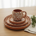 Handmade Talavera Dinnerware Set | Brown & White 4-Piece The Talavera Hub