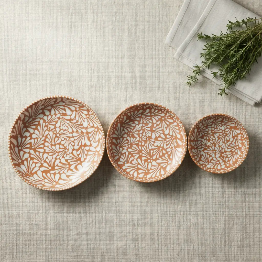 Handmade Talavera Dinnerware Set | Brown & White 4-Piece The Talavera Hub