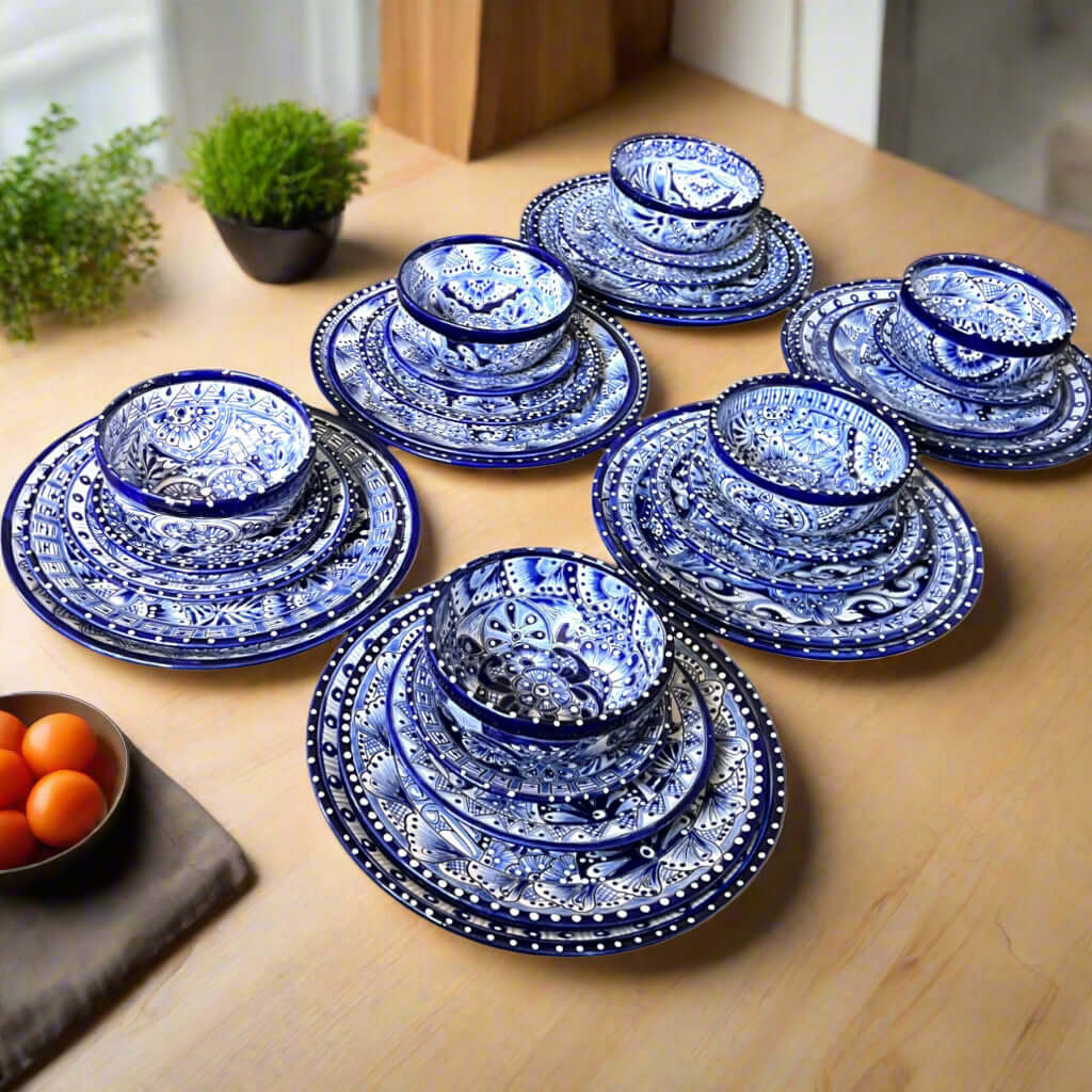 30-Piece Talavera Dinnerware Set | Blue & White Tableware for 6 The Talavera Hub