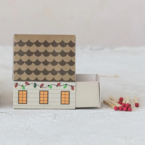 Brown Roof Safety Matches in House Shaped Matchbox Branches Designs