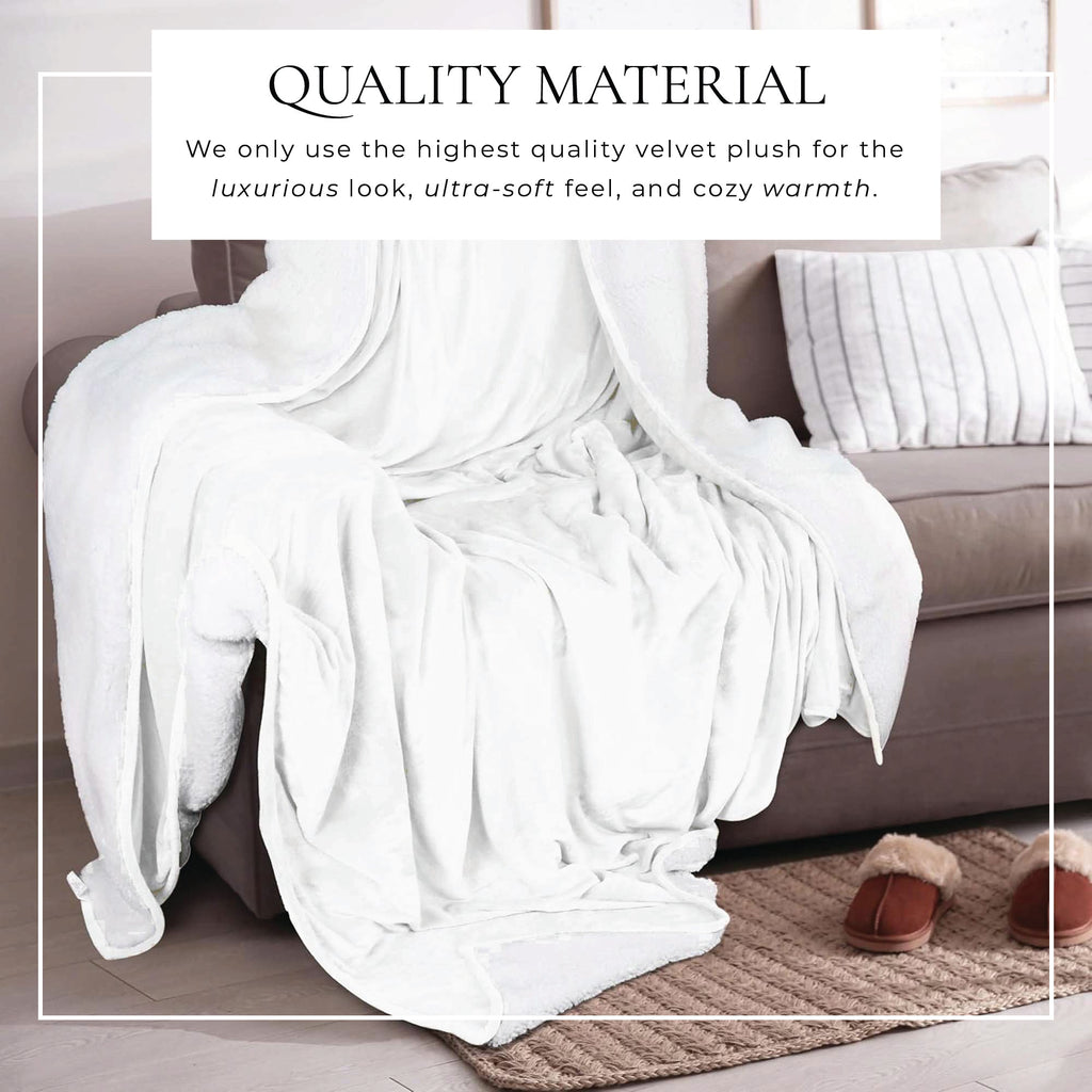 Velvet Plush Sherpa Bed Blanket - Sherpa Fleece Collection Great Bay Home