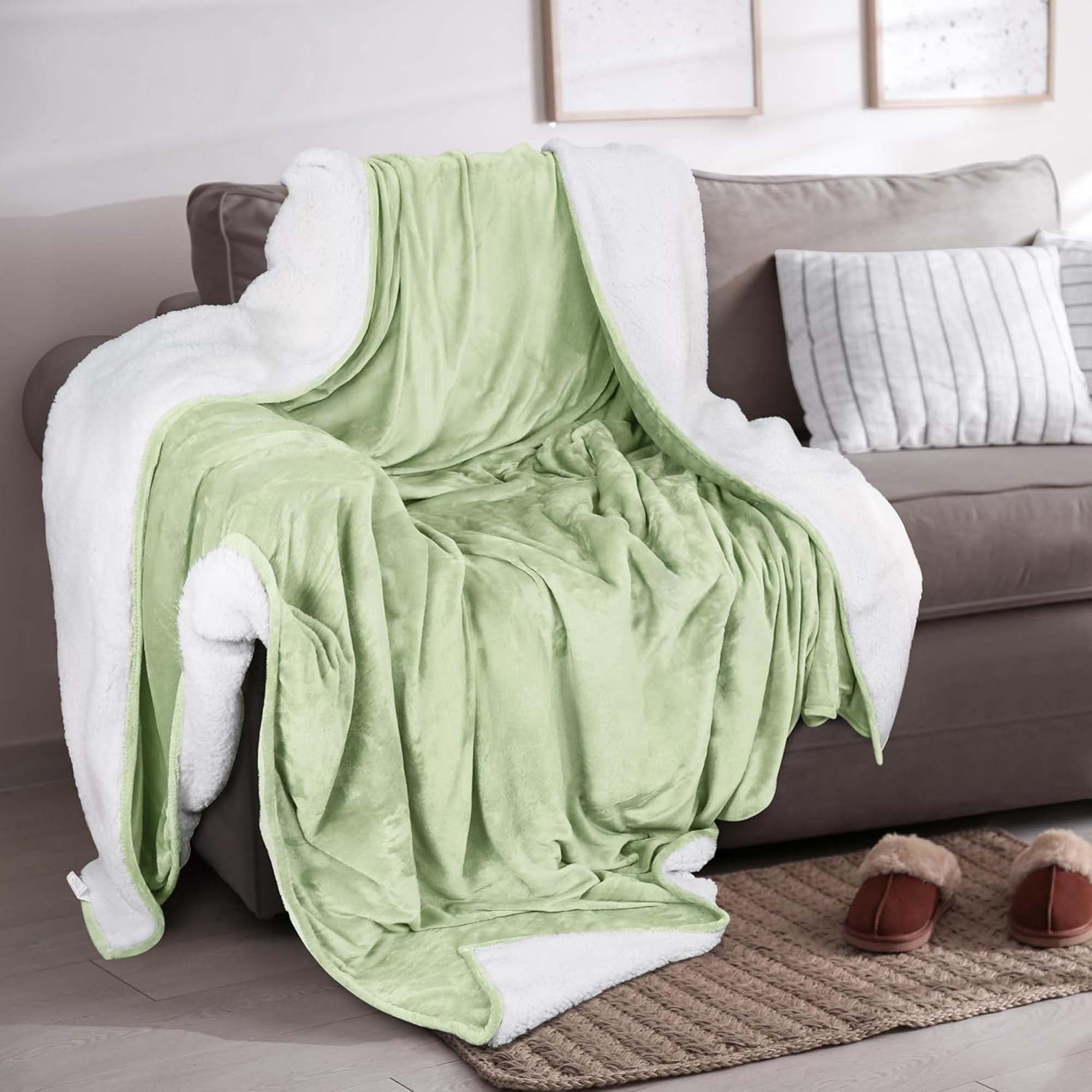 Velvet Plush Sherpa Bed Blanket - Sherpa Fleece Collection Great Bay Home