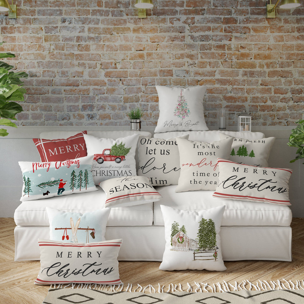 Let it snow- with skis- pillow cover #15 — Fits 18x18 Insert Cotton and Crate