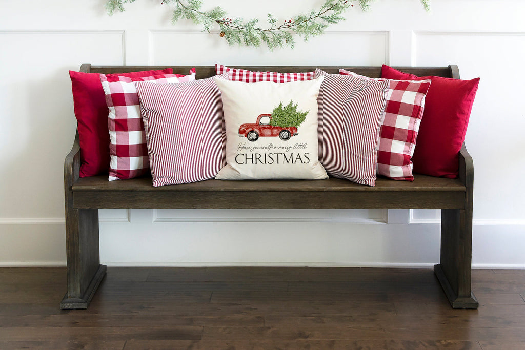 Christmas truck and tree- pillow cover #14 — Fits 18x18 Insert Cotton and Crate