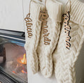 Cream Hand-Knitted Stocking Busa Designs