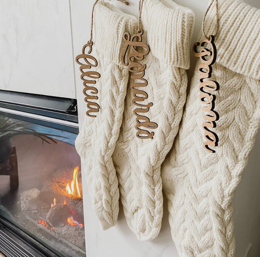 Cream Hand-Knitted Stocking Busa Designs