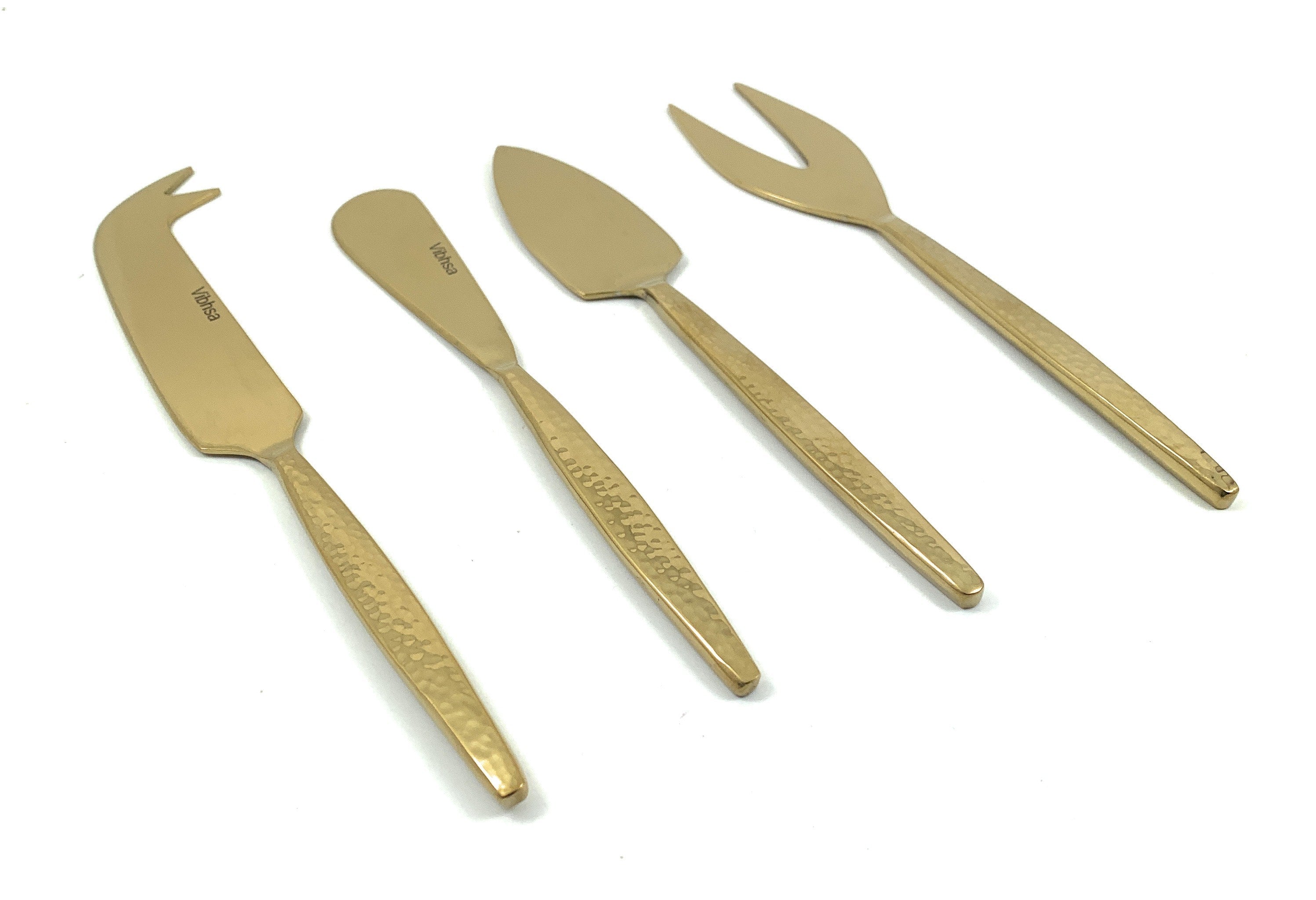 Golden Cheese knives set of 4 Stainless Steel Hammered Vibhsa