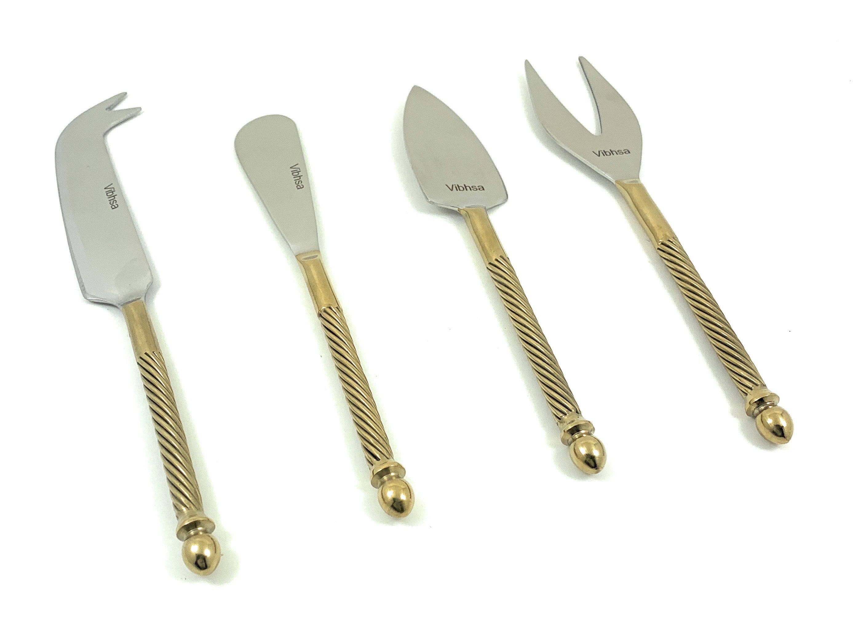 Cheese knives set of 4 Stainless Steel, Golden Vibhsa