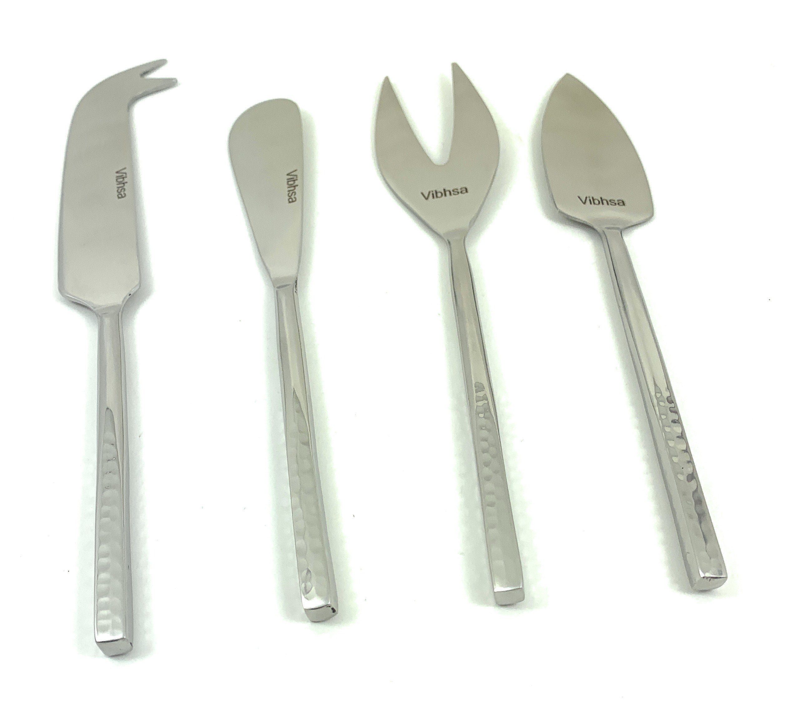 Silver Cheese knives set of 4 Stainless Steel Silver Vibhsa