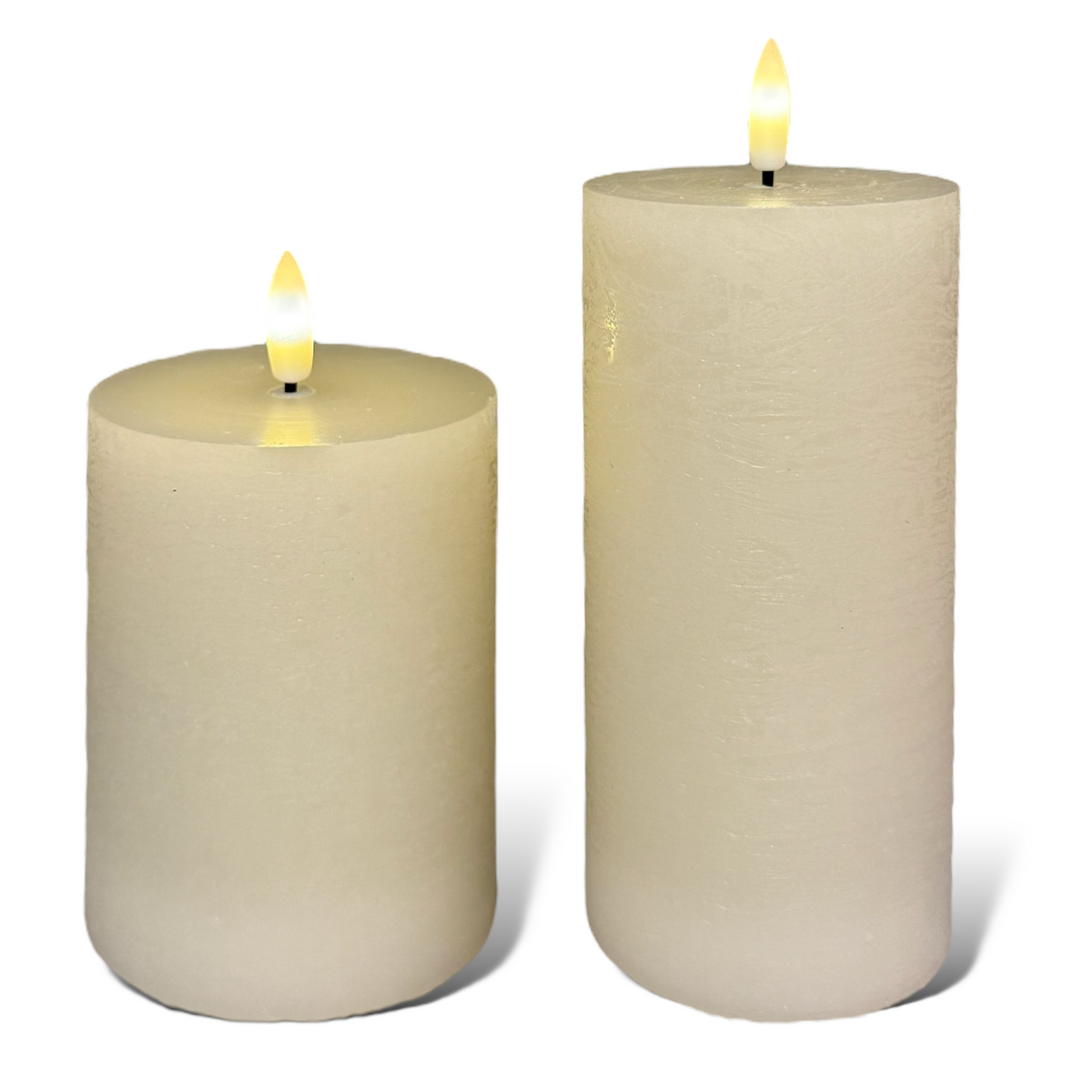 Ivory Wax 3D Flameless Pillar Candles Rust & Cinder