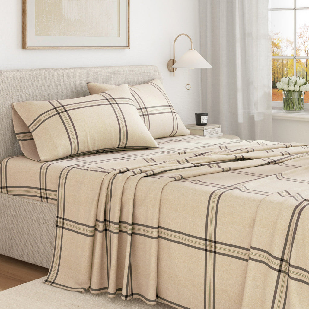 Turkish Cotton Flannel Sheet Set - Plaid & Stripe Collection Great Bay Home