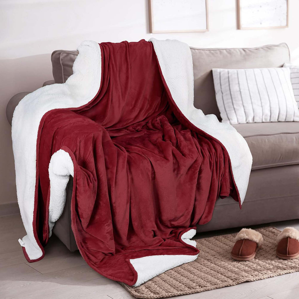 Velvet Plush Sherpa Bed Blanket - Sherpa Fleece Collection Great Bay Home