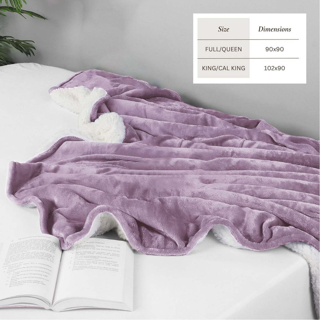 Velvet Plush Sherpa Bed Blanket - Sherpa Fleece Collection Great Bay Home