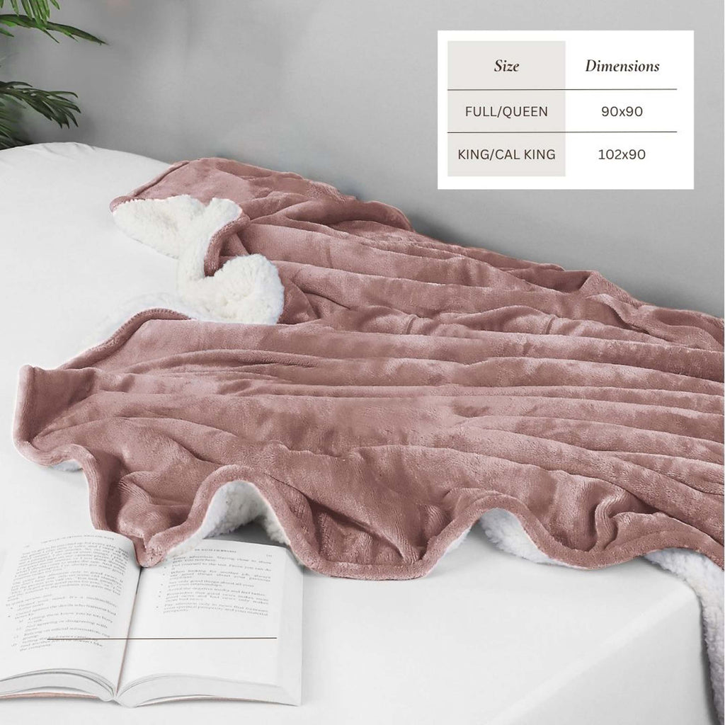 Velvet Plush Sherpa Bed Blanket - Sherpa Fleece Collection Great Bay Home