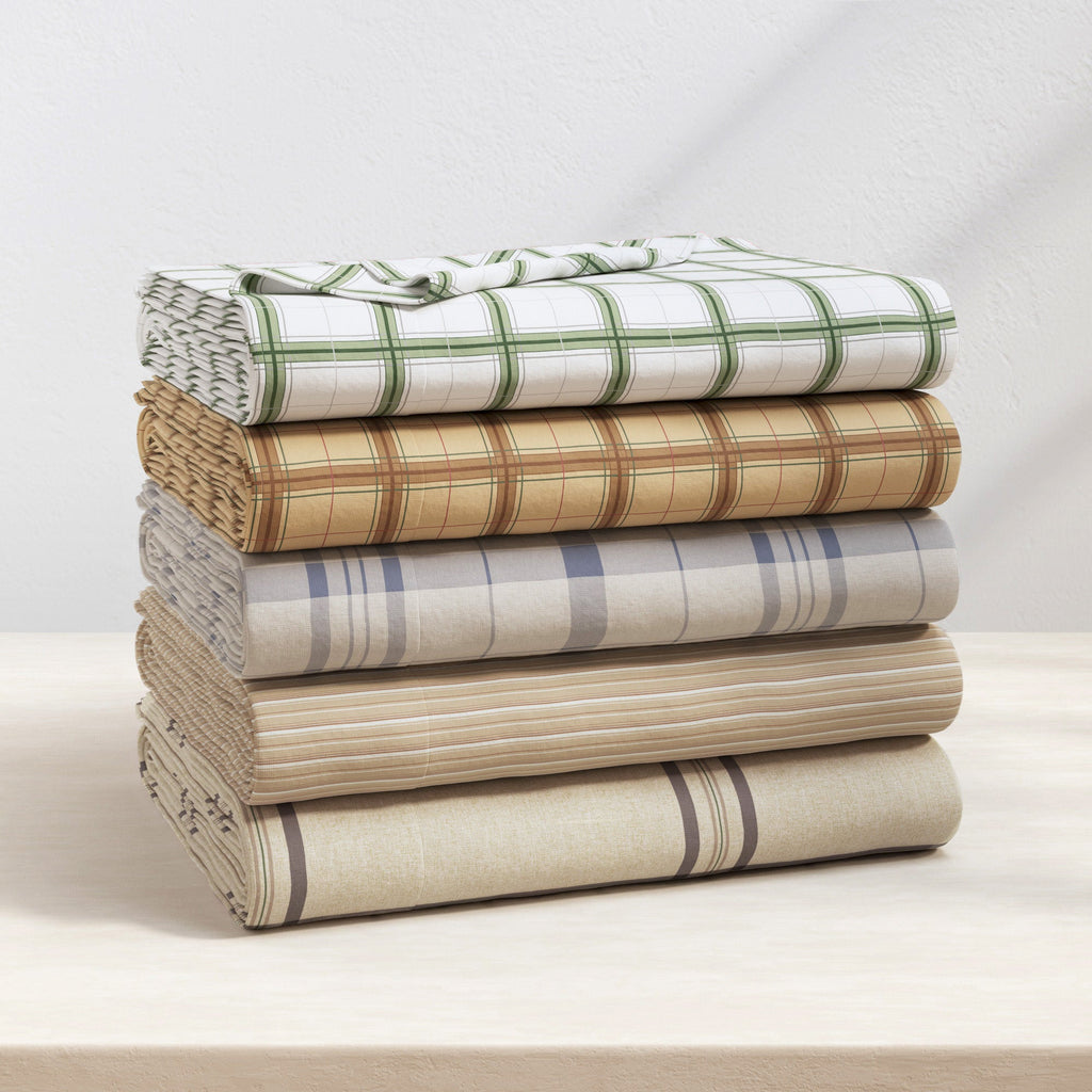 Turkish Cotton Flannel Sheet Set - Plaid & Stripe Collection Great Bay Home