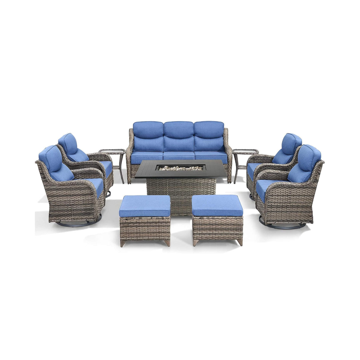 Luxury 10-Piece All-Weather Outdoor Patio Furniture Set With Fire Pit Table (SAK39281) SAKSBY WHOLESALE