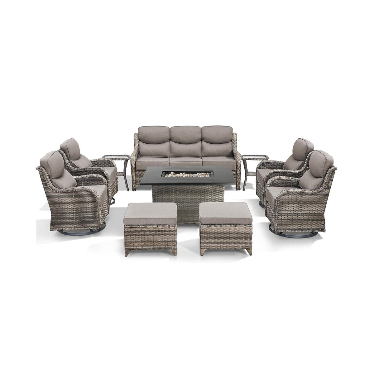 Luxury 10-Piece All-Weather Outdoor Patio Furniture Set With Fire Pit Table (SAK39281) SAKSBY WHOLESALE