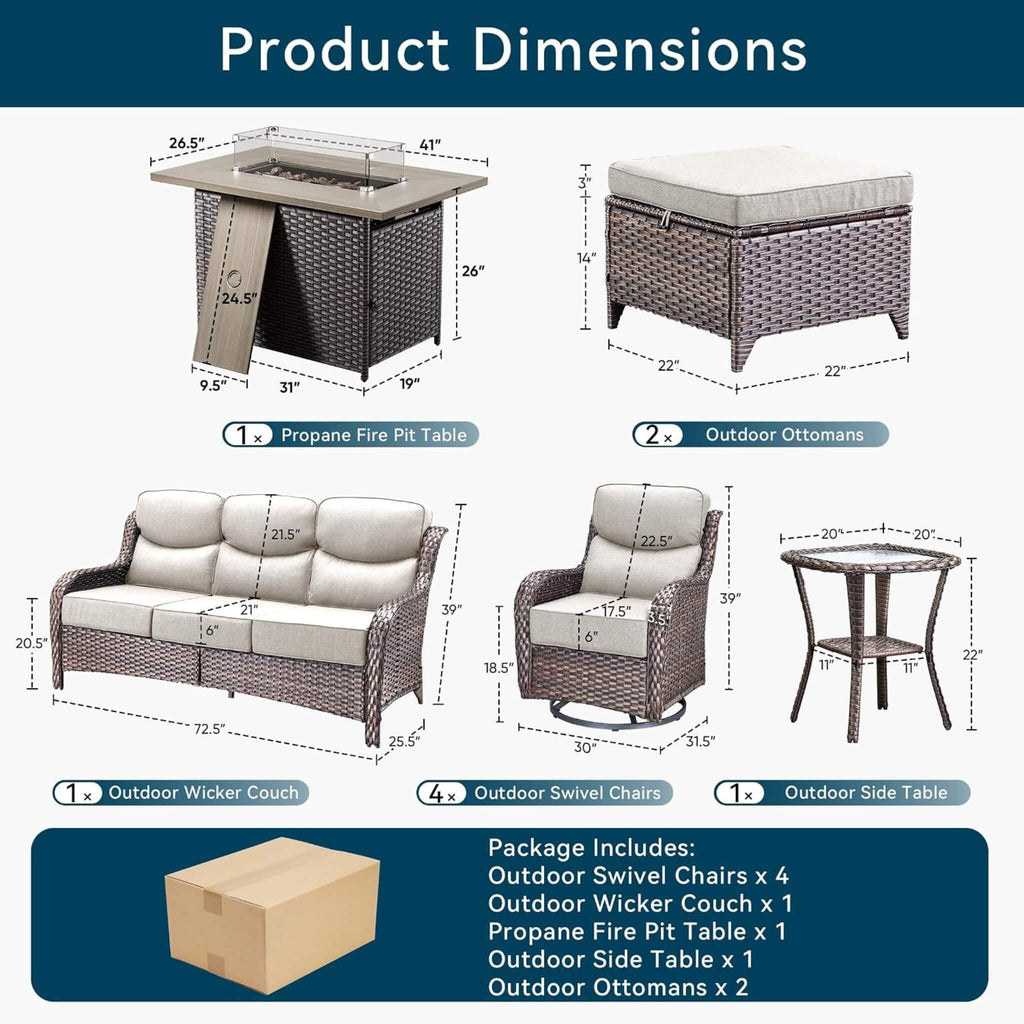 Luxury 10-Piece All-Weather Outdoor Patio Furniture Set With Fire Pit Table (SAK39281) SAKSBY WHOLESALE