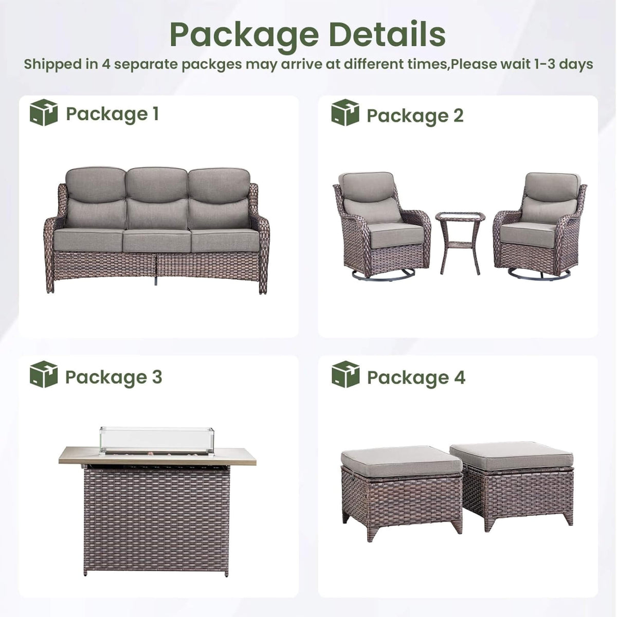 Luxury 7-Piece Outdoor Patio Furniture Set With Fire Pit Table (SAK57391) SAKSBY WHOLESALE