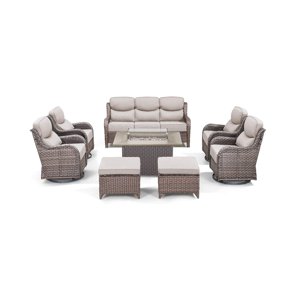 Luxury 8-Piece All-Weather Patio Furniture Set With Fire Pit Table (SAK37512) SAKSBY WHOLESALE