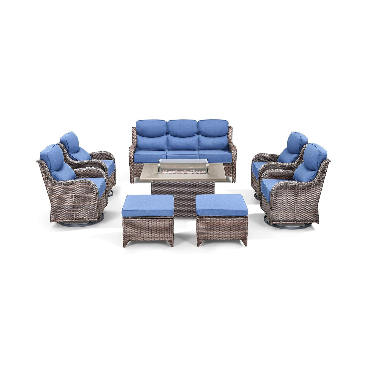 Luxury 8-Piece All-Weather Patio Furniture Set With Fire Pit Table (SAK37512) SAKSBY WHOLESALE