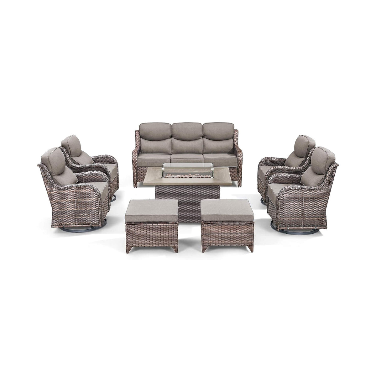 Luxury 8-Piece All-Weather Patio Furniture Set With Fire Pit Table (SAK37512) SAKSBY WHOLESALE