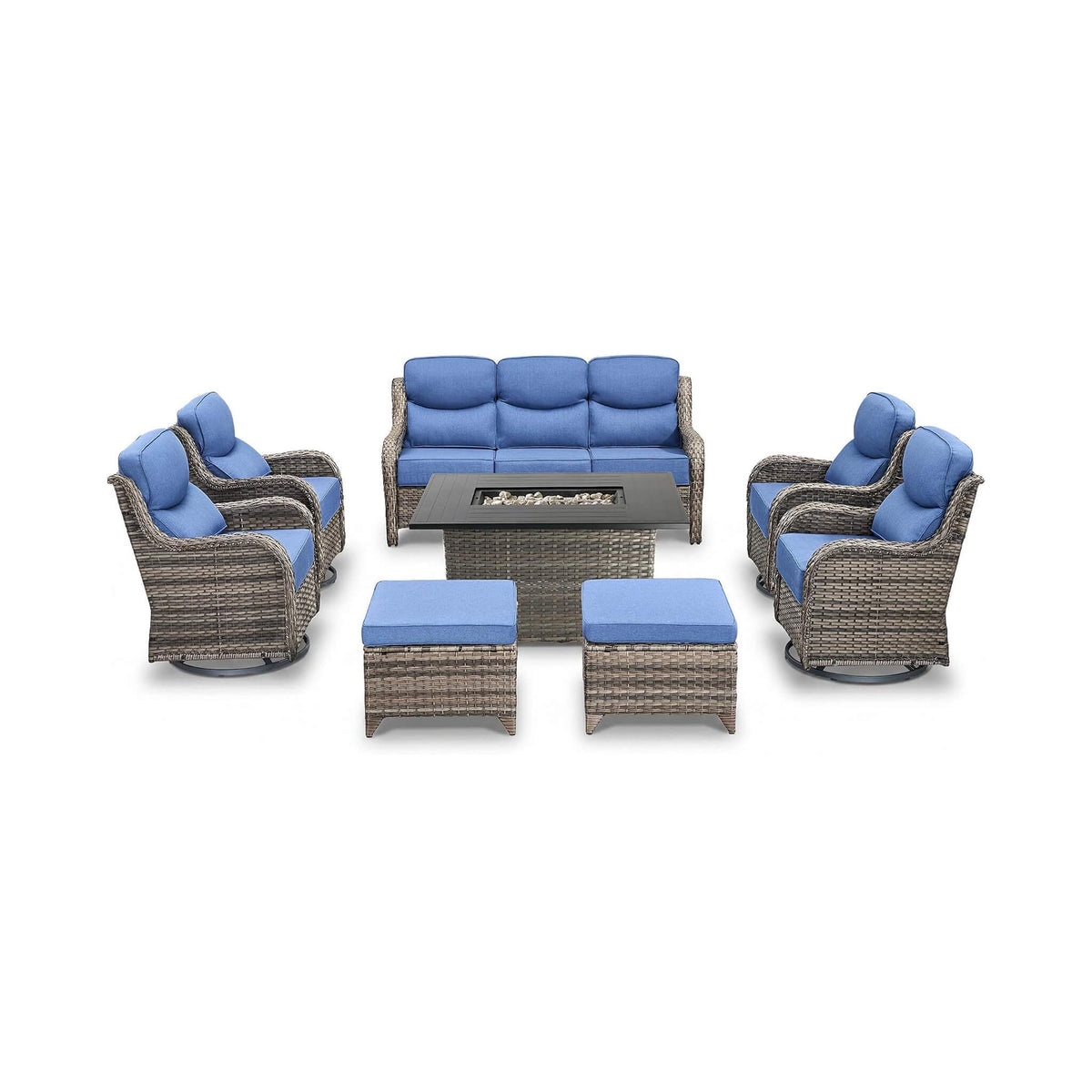 Luxury 8-Piece All-Weather Patio Furniture Set With Fire Pit Table (SAK37512) SAKSBY WHOLESALE