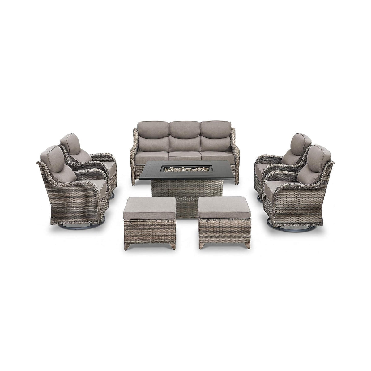 Luxury 8-Piece All-Weather Patio Furniture Set With Fire Pit Table (SAK37512) SAKSBY WHOLESALE