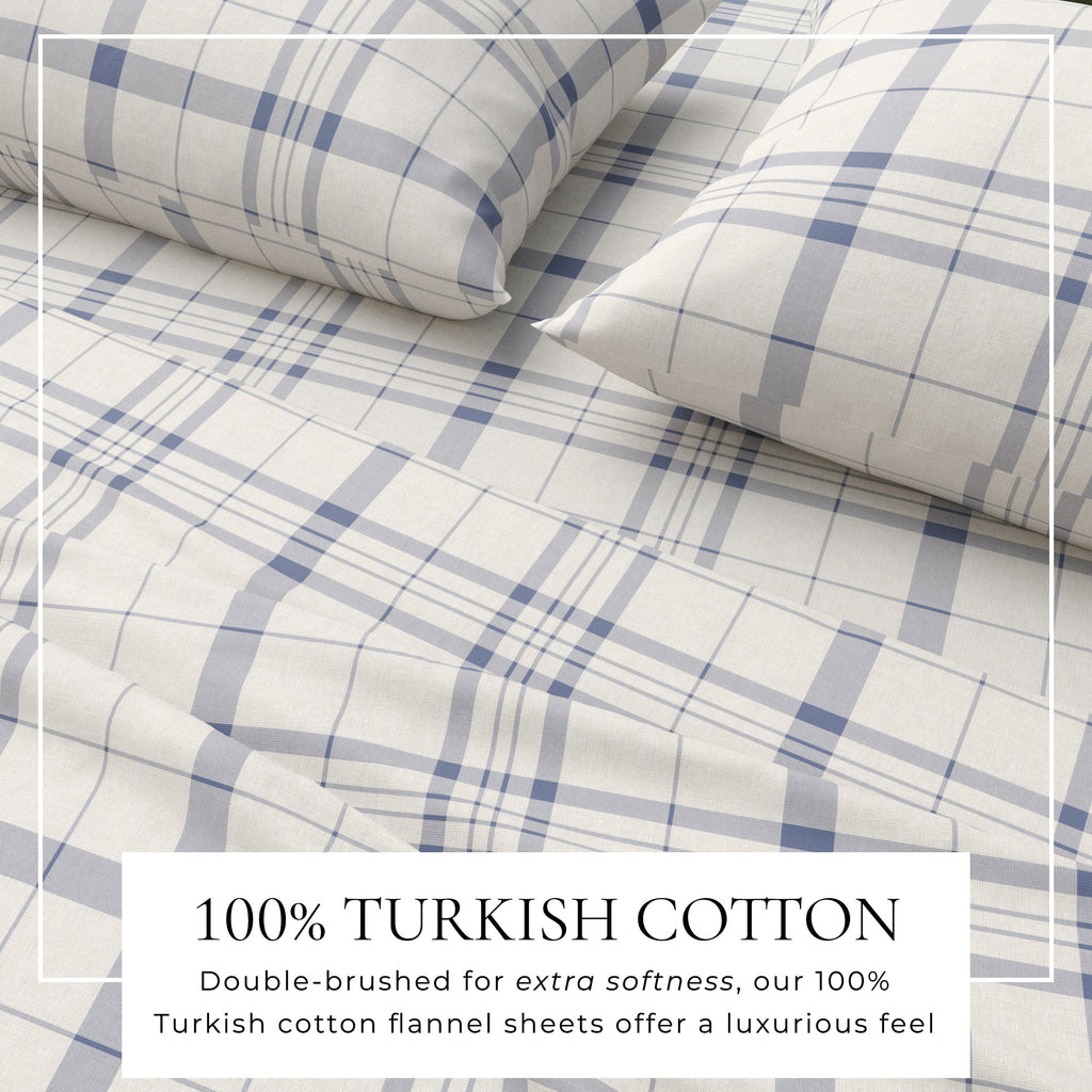 Turkish Cotton Flannel Sheet Set - Plaid & Stripe Collection Great Bay Home