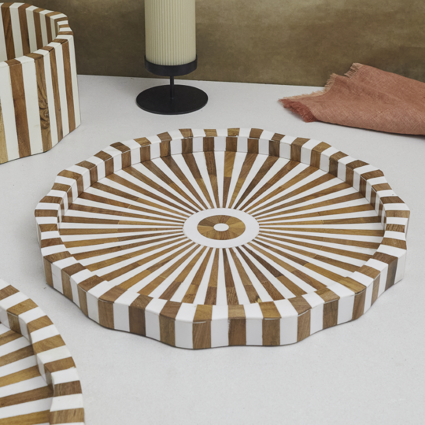 Lyra Inlay Tray, Large Tea + Linen