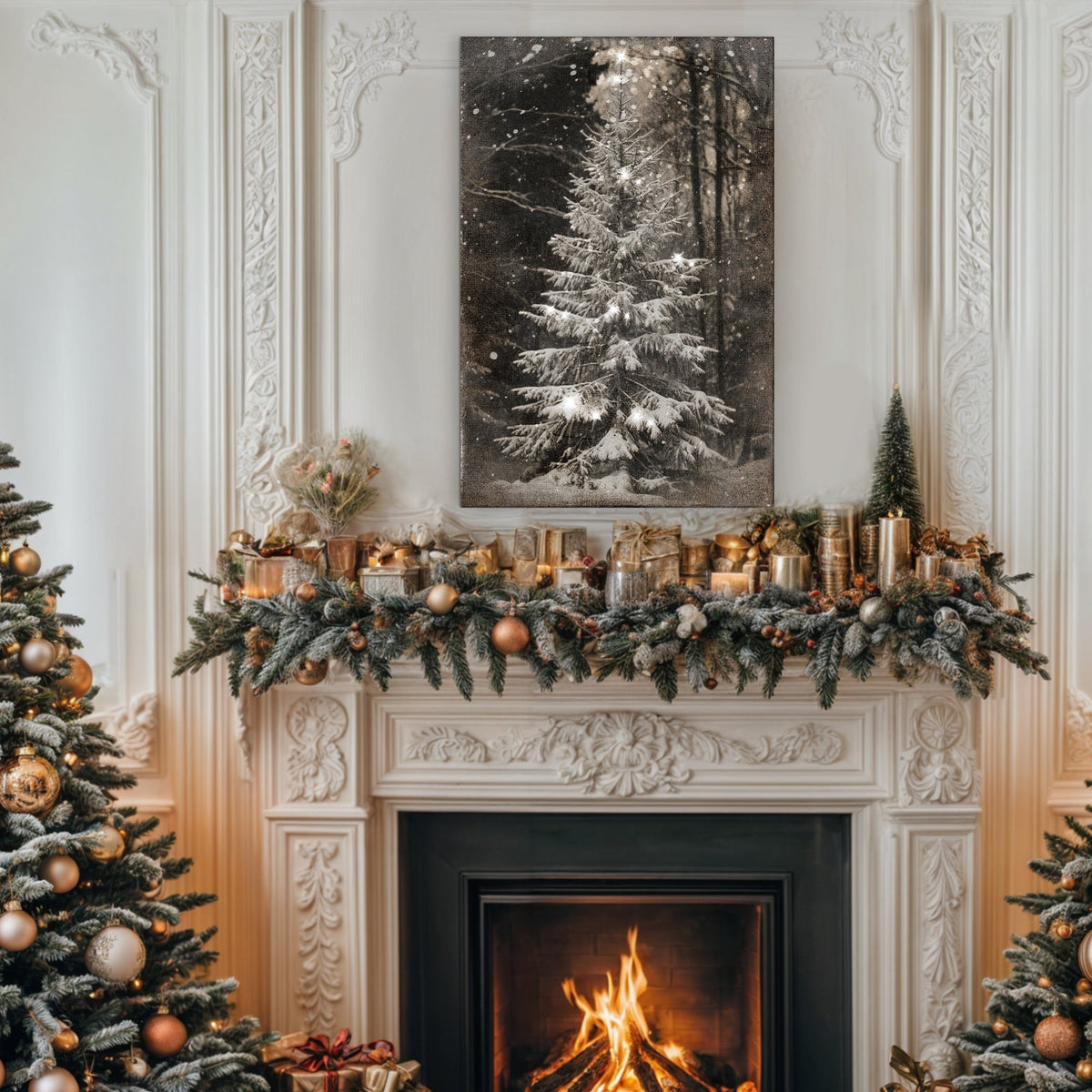 Vintage Christmas Tree Wall Art Tailored Canvases