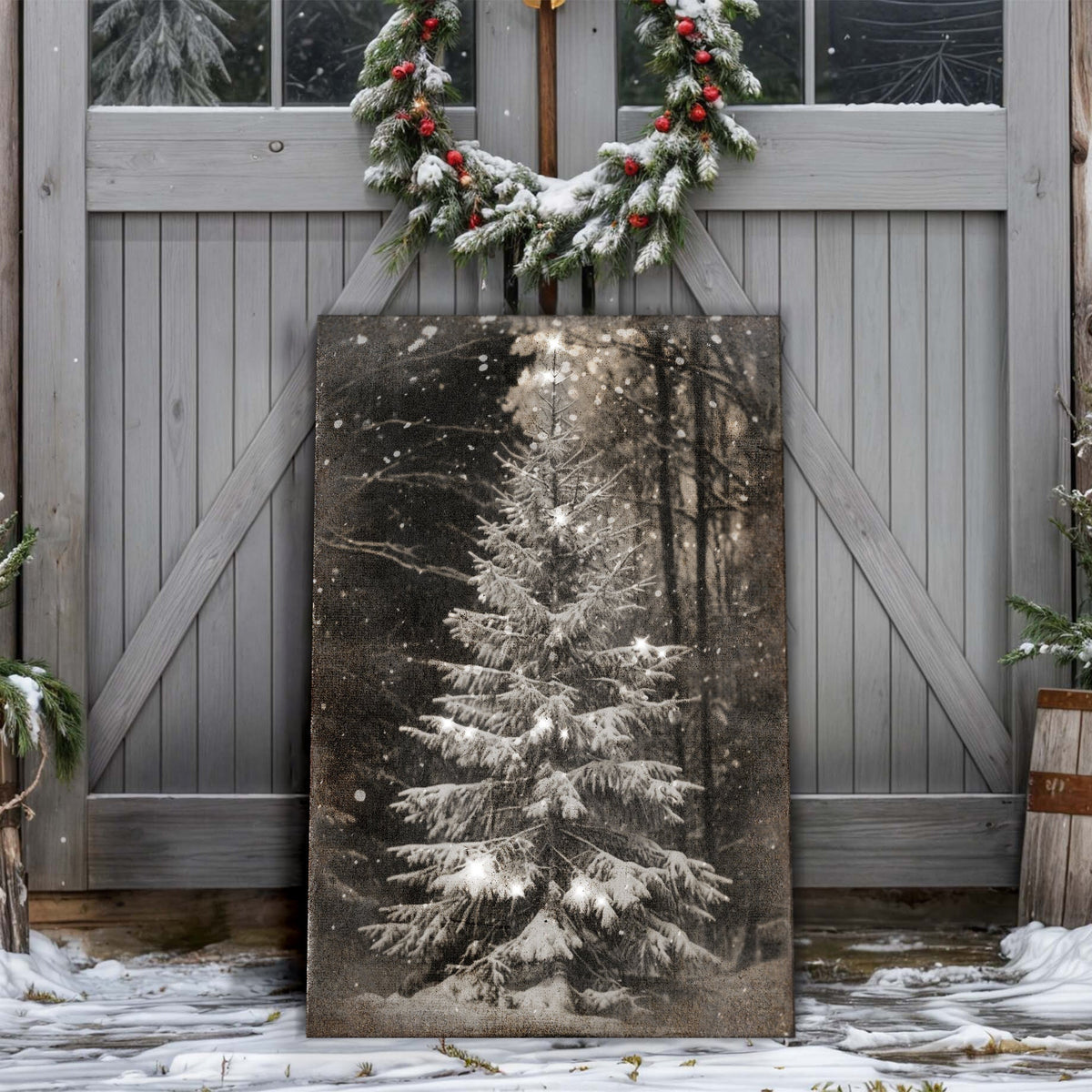 Vintage Christmas Tree Wall Art Tailored Canvases