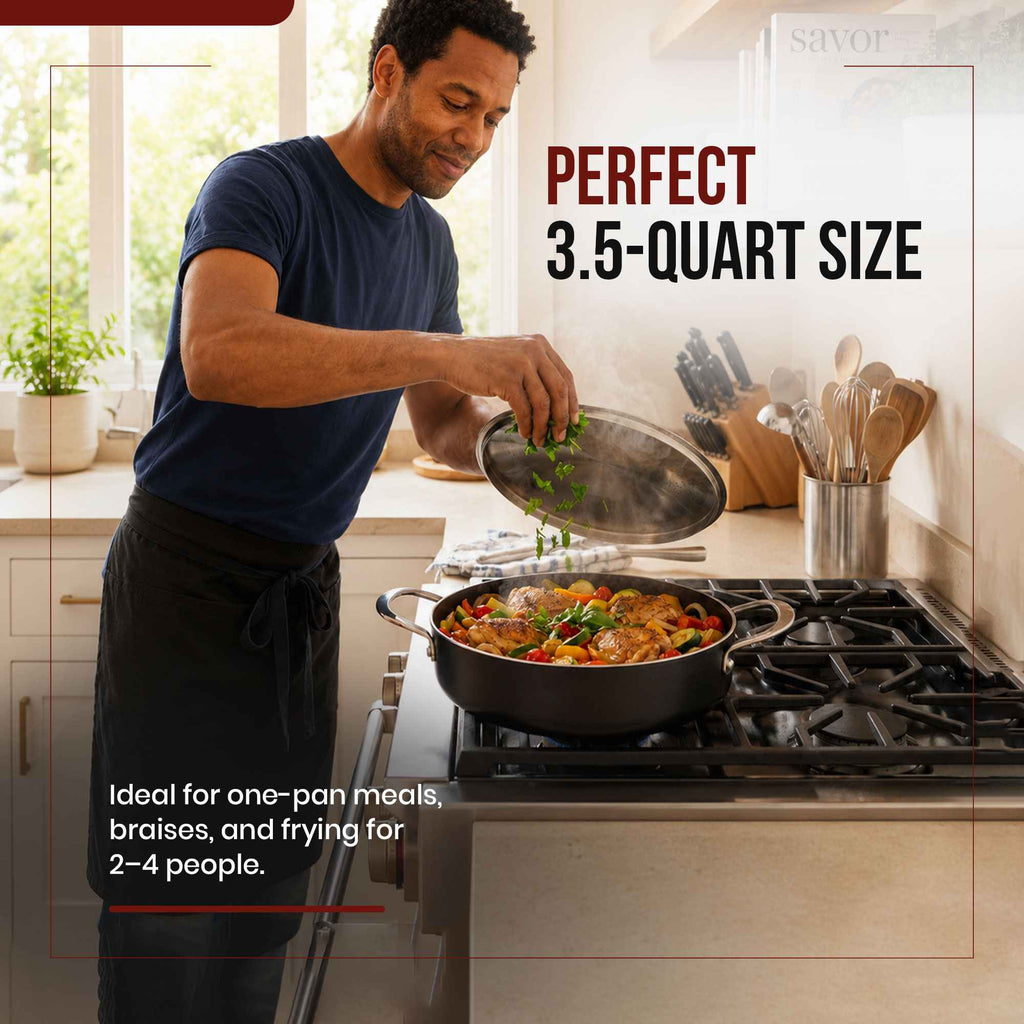 Ceramic Nonstick Sauté Pan with Lid, 3.5-Qt Alva Cookware