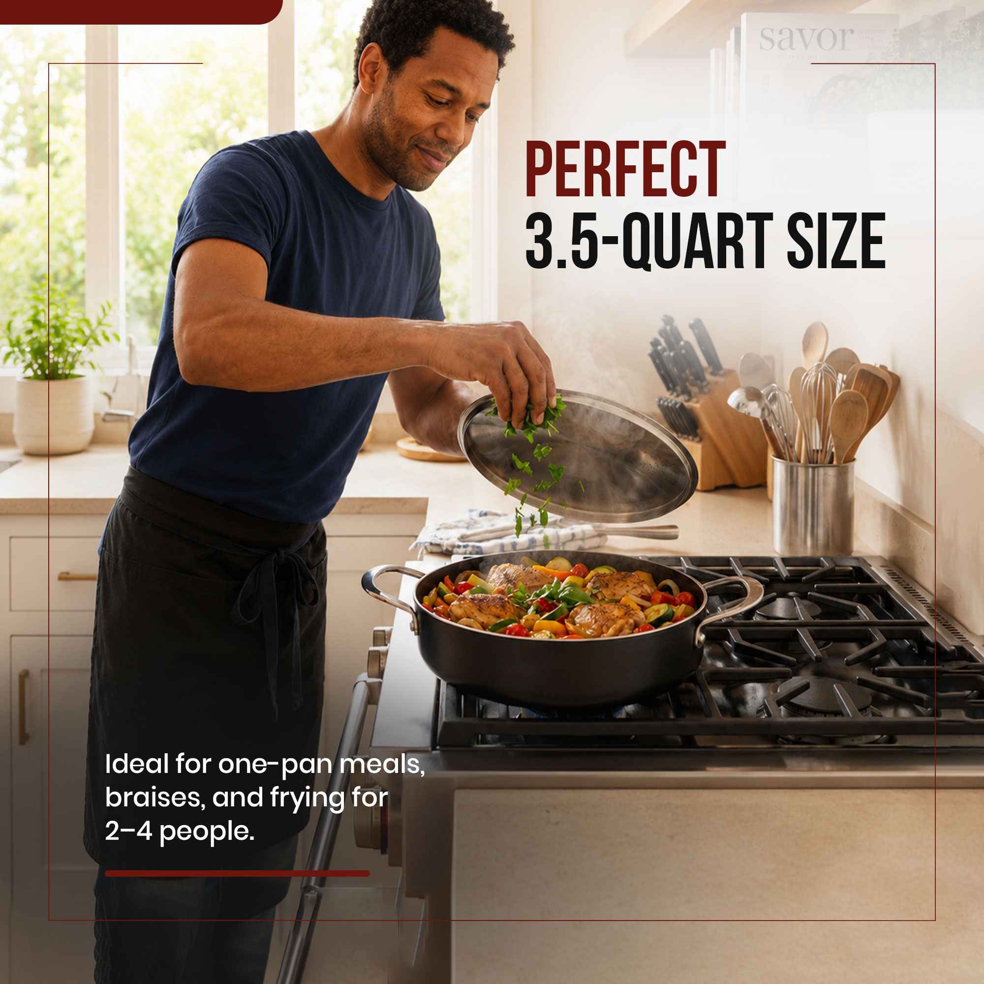Ceramic Nonstick Sauté Pan with Lid, 3.5-Qt Alva Cookware