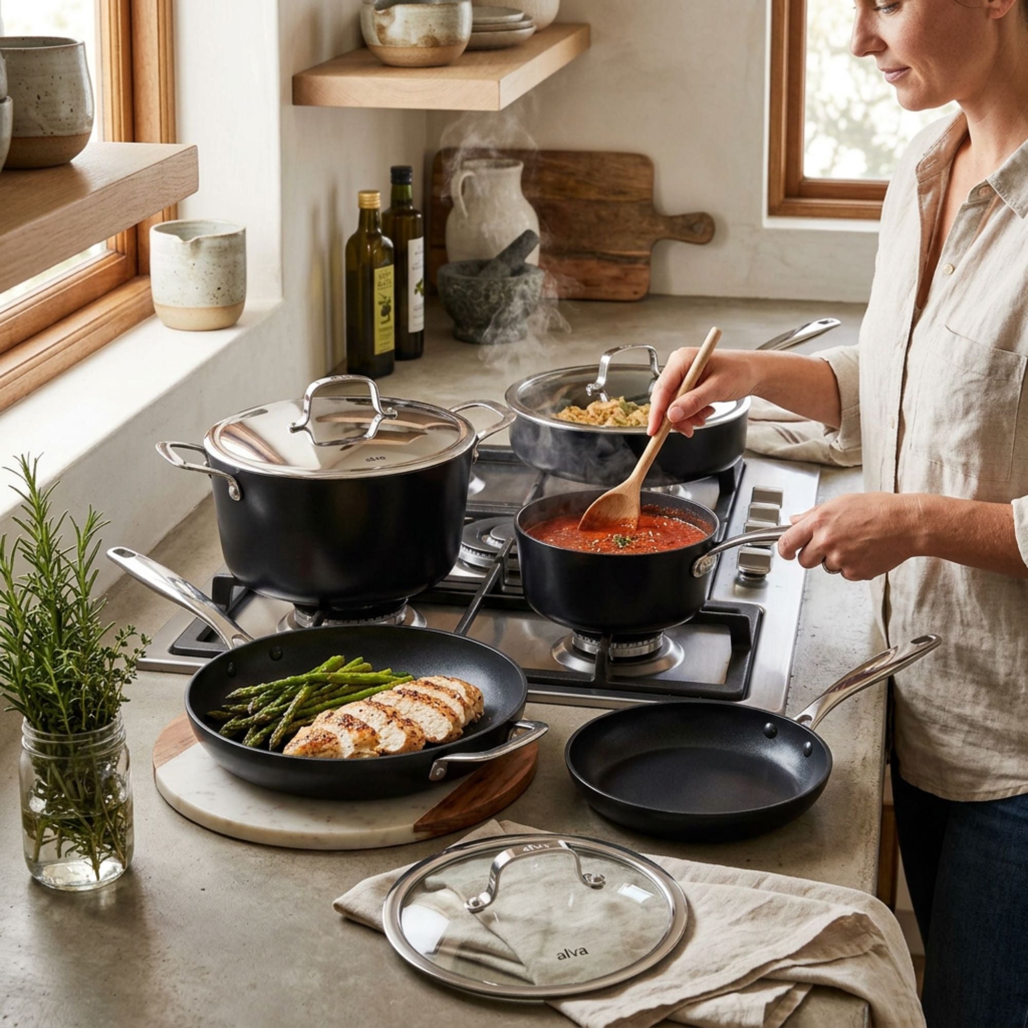 Ceramic Nonstick Cookware Set, 12-Piece Alva Cookware
