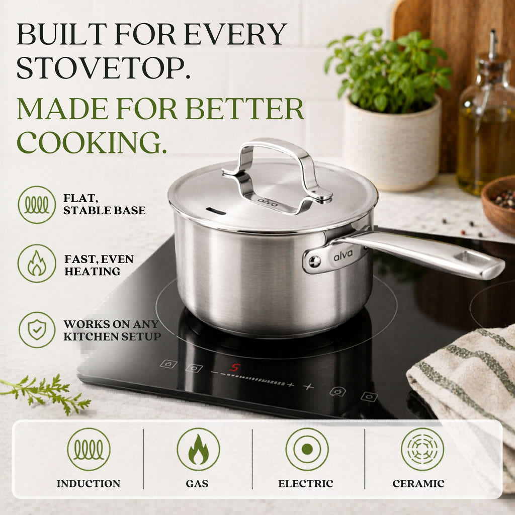 5-Ply Stainless Steel Saucepan with Lid Alva Cookware