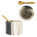 Marble Salt Cellar with Brass Spoon Rust & Cinder