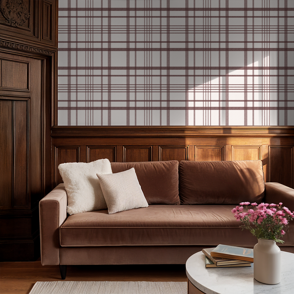 Ashford Plaid (Maroon) Wallpaper WALL BLUSH
