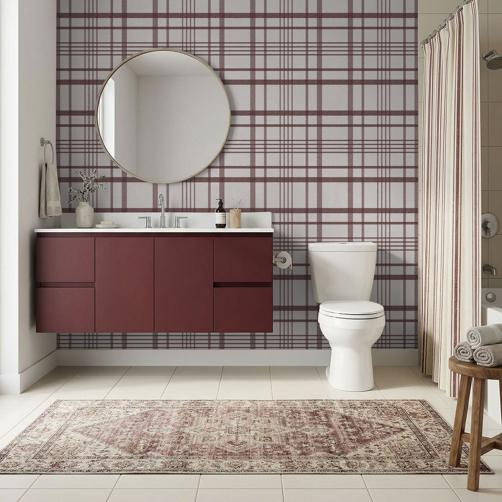 Ashford Plaid (Maroon) Wallpaper WALL BLUSH